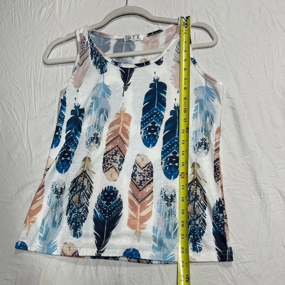GYK Women’s multi color feather print tank top in size S - Picture 7 of 13